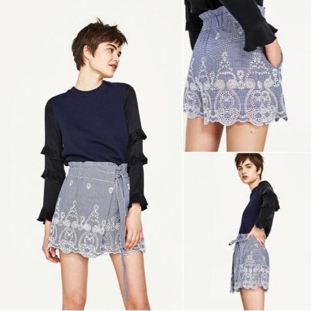 Zara eyelet lace gingham shorts - Picture 3 of 5